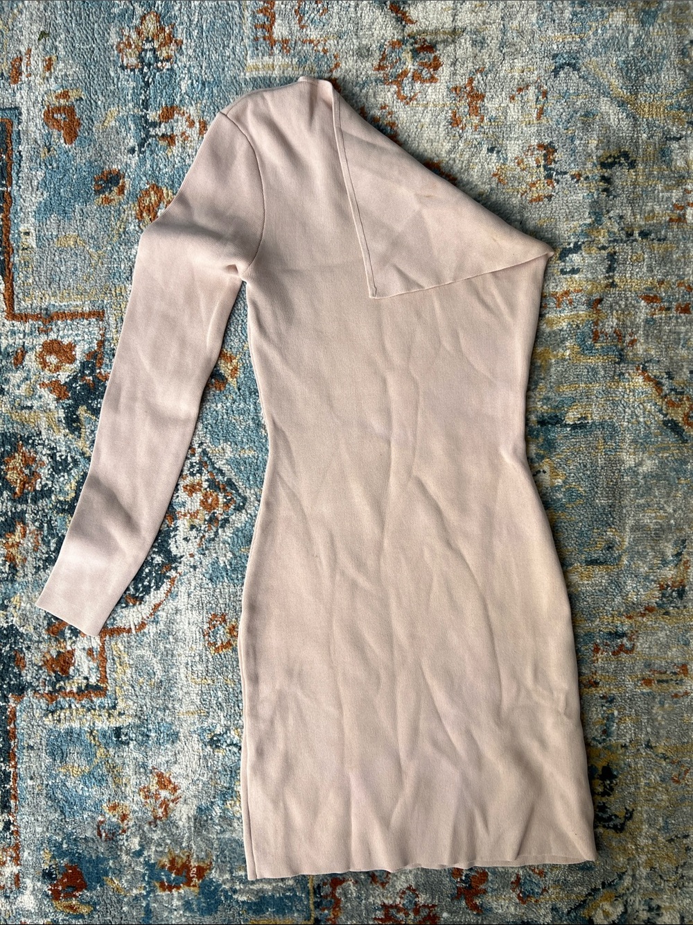 Dion Lee One-Shoulder Long Sleeve Dress in Light Pink, SZ 2